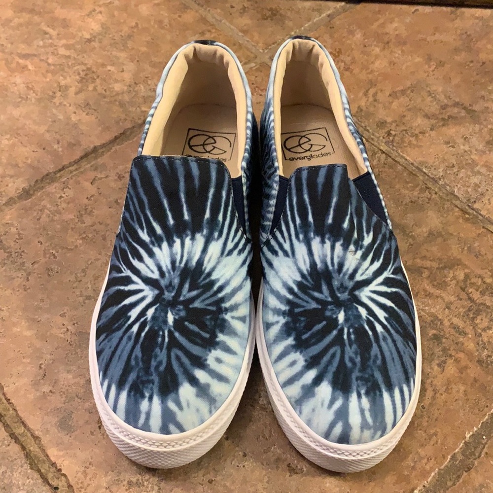 Tie dye slip on shoes